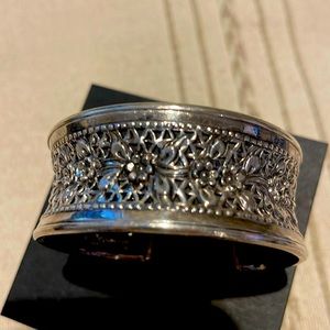 WIDE Vintage Thai Silver Cuff Bracelet . Bangle . Silver . Ethnic Silver Jewelry